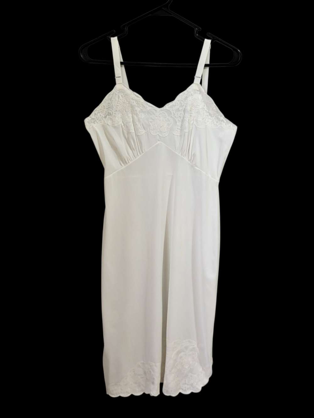 Vintage Carol Anne Babydoll Slip Dress Sz 34 Ivory Floral Embroidery Lace Mesh